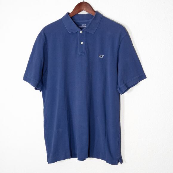 Vineyard Vines Men’s Polo Shirt Navy Whale Logo Golf Coastal Preppy Size Large - Picture 1 of 8